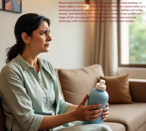 Rheumatoid Arthritis (RA) is not just about joint pain and swelling—it deeply affects a woman’s mental health too. Whether a homemaker or a working professional, women with RA face constant battles with stress, anxiety, and depression. This article explores how women at different stages of life can cope with RA’s emotional impact and overcome challenges with resilience, family support, and lifestyle changes.